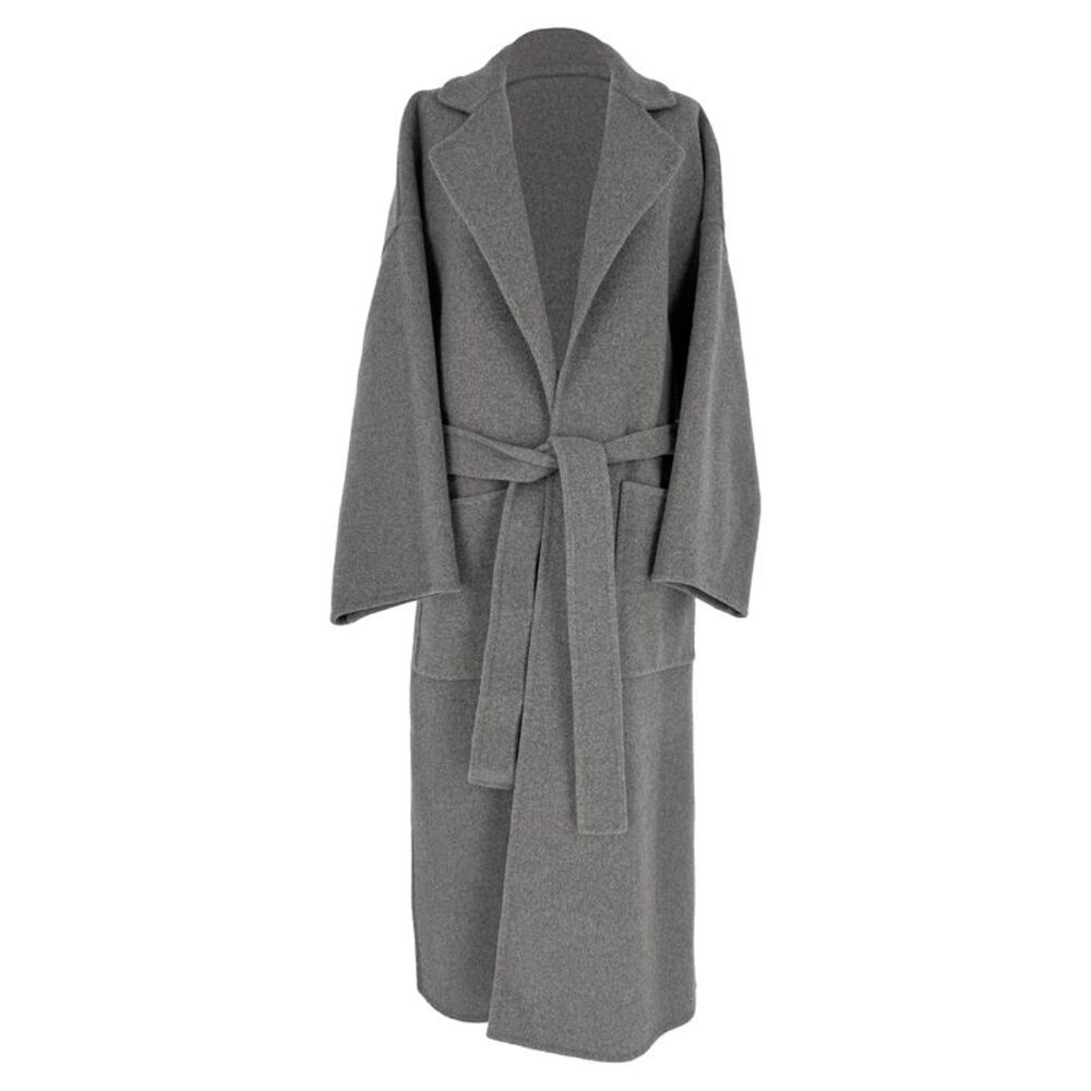 Loewe Oversized Belted Coat in Grey Wool